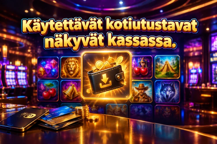 Käytettävät kotiutustavat näkyvät kassassa